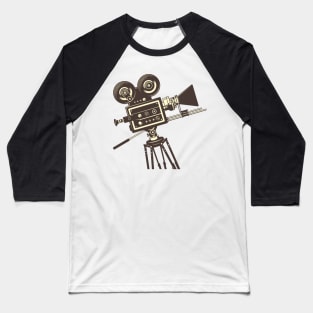 Retro Movie Camera Baseball T-Shirt